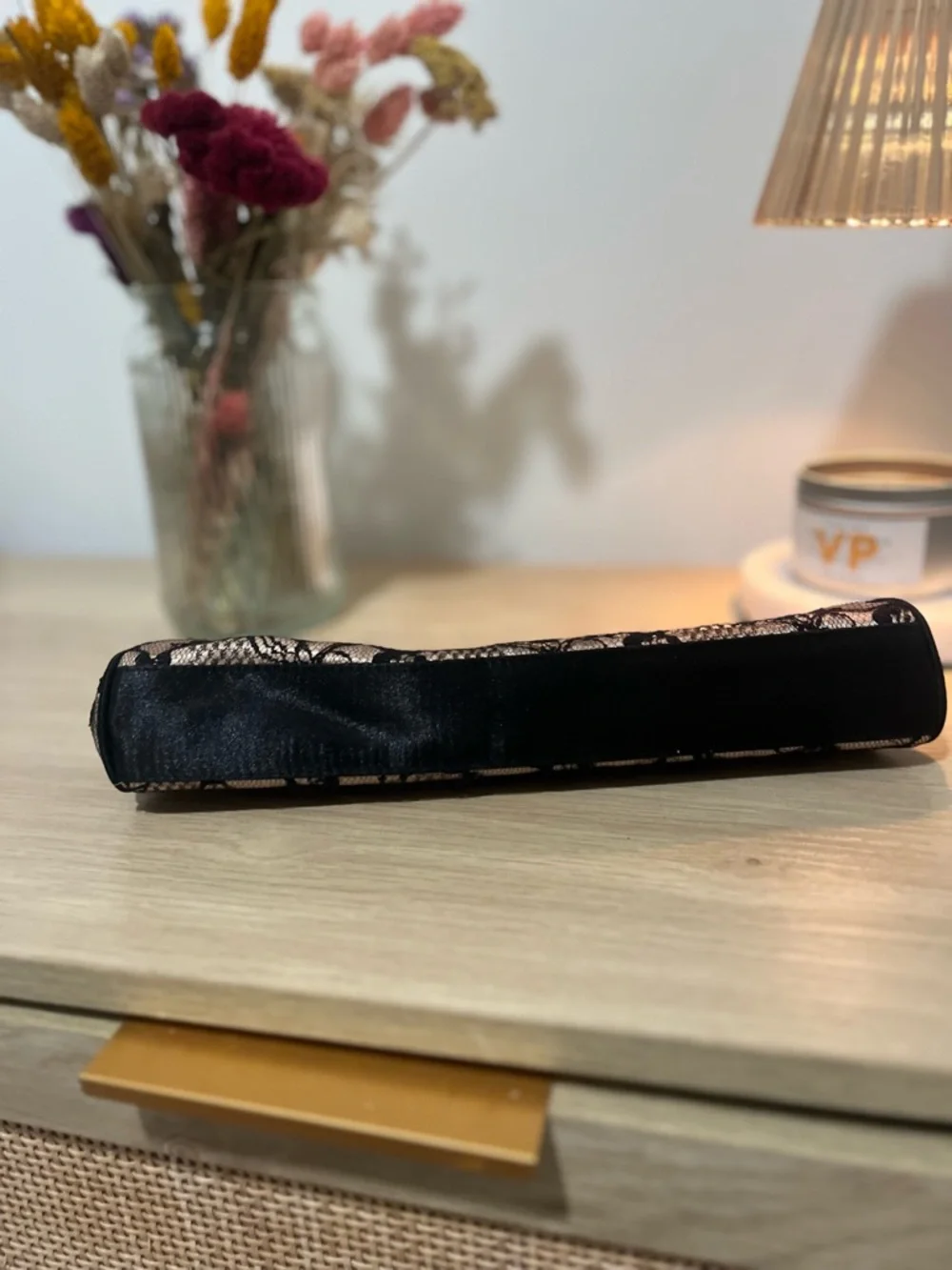 New Elegant Black Lace Evening Clutch - Nude Base - Picture 3 of 7